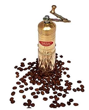 7" Handmade Manual Brass Coffee Mill Grinder Sozen, Adjustable Portable Conical Burr Coffee Mill, Portable Hand Crank Coffee Grinder, Turkish Coffee Grinder