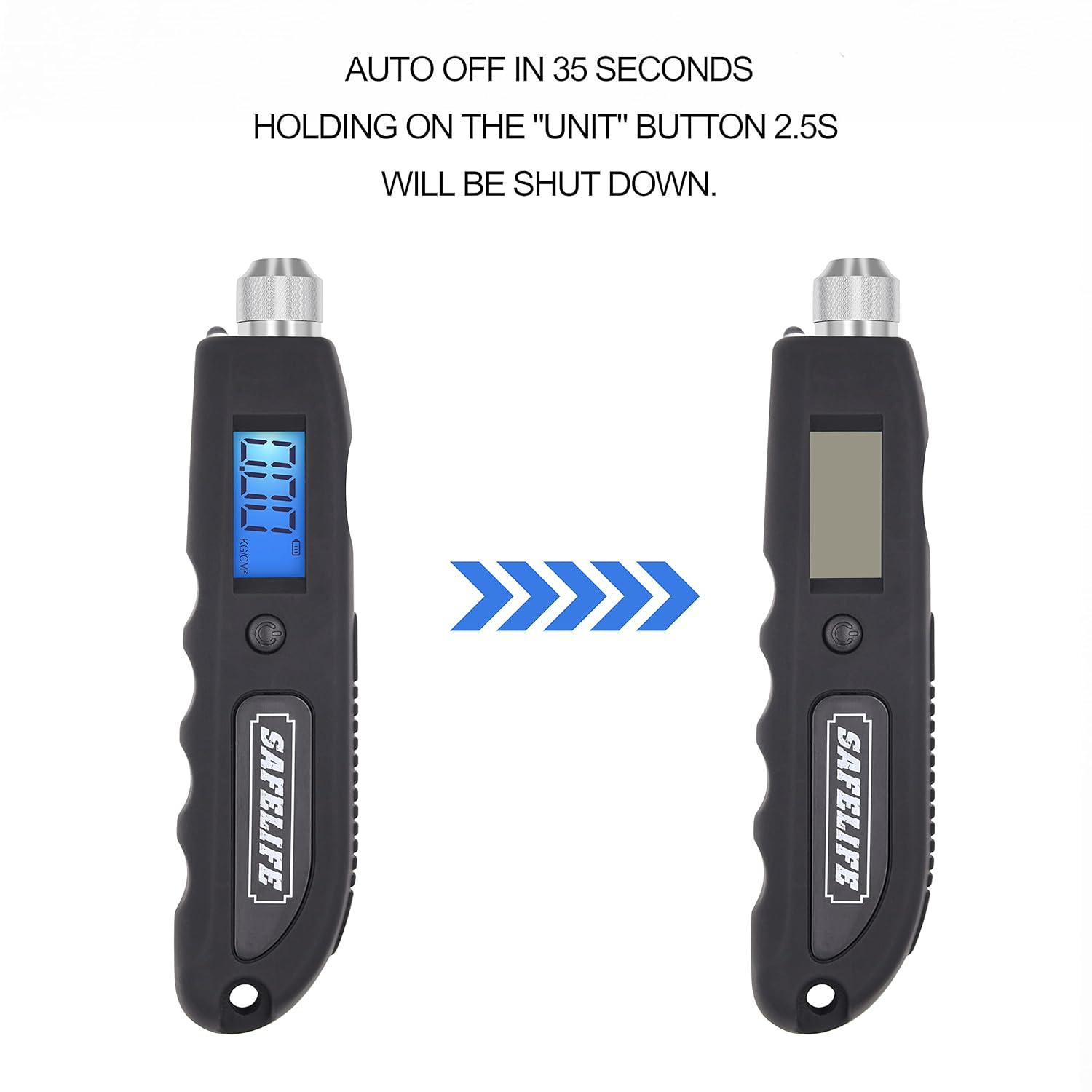 SAFELIFE Digital Tire Pressure Gauge 230 PSI 4 Setting with Larger Backlit LCD Flashlight for Truck and RV