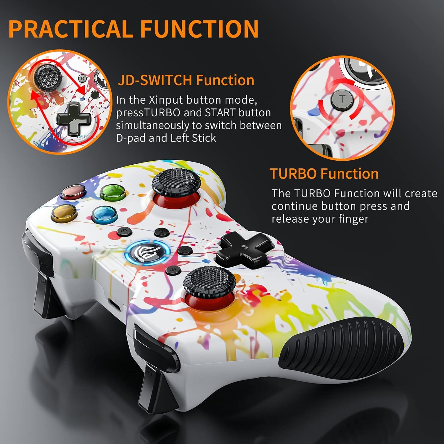 EasySMX Wireless 2.4g Gaming Controller Support PC and PS3, Android, Vista, TV Box Portable Gaming Joystick Gamepad