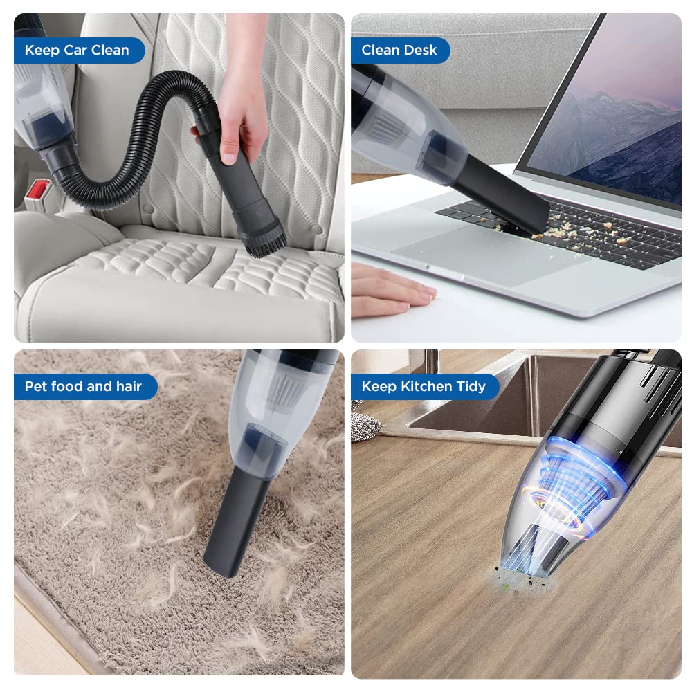 Handheld Vacuum Cordless,Mini Hand Vacuum Cleaner,Portable Vacuum with Light Weight,Wet Dry Hand Held Vacuuming Rechargeable for Pet Hair,Home, Office and Car