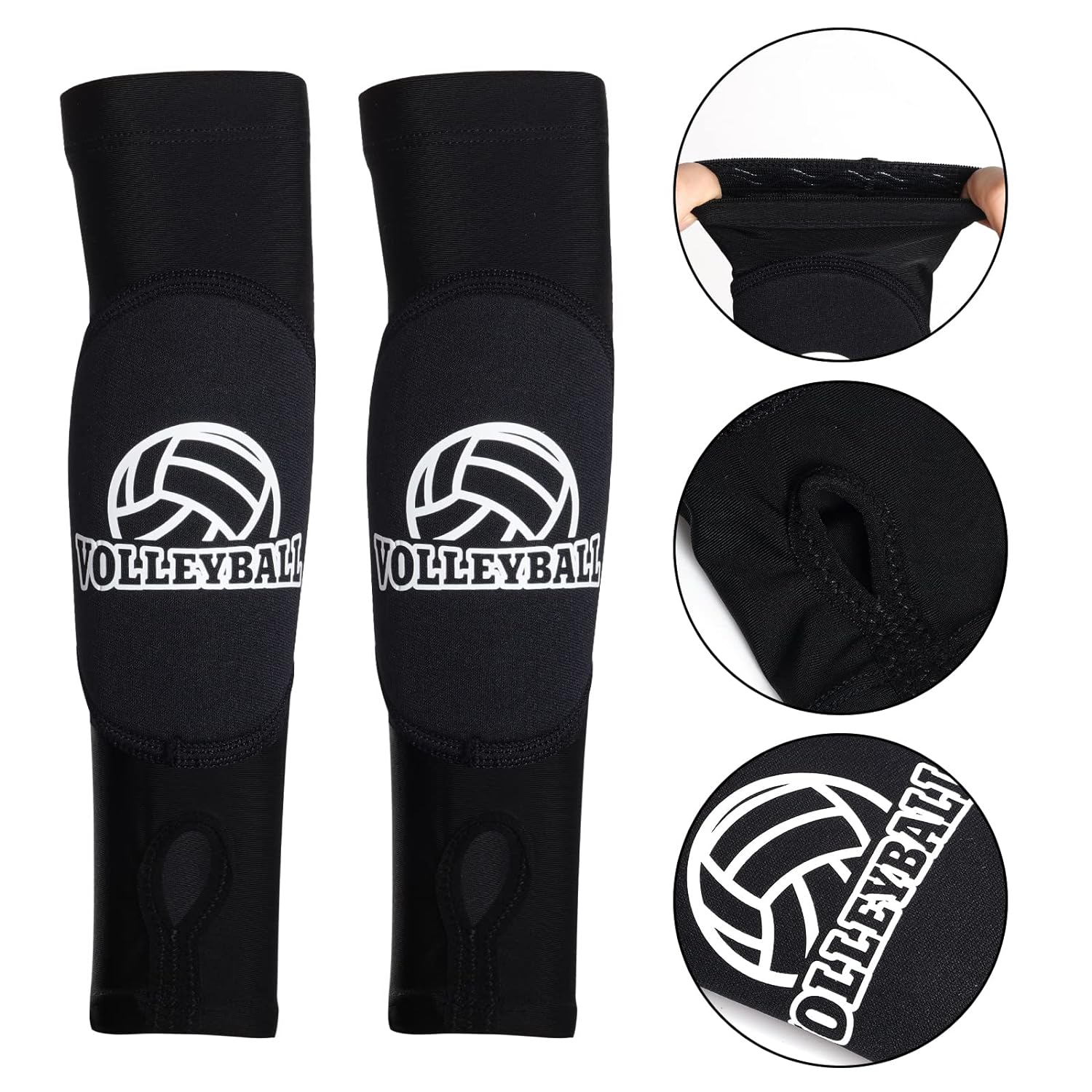 obmwang 2 Pieces Volleyball Accessories Including Volleyball Knee Pads and Volleyball Arm Sleeves with Protection Pads and Thumb Hole for Women Girls Teens Volleyball Training