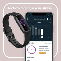 Fitbit Luxe Fitness and Wellness Tracker with Stress Management, Sleep Tracking and 24/7 Heart Rate, Black/Graphite, One Size (S & L Bands Included)