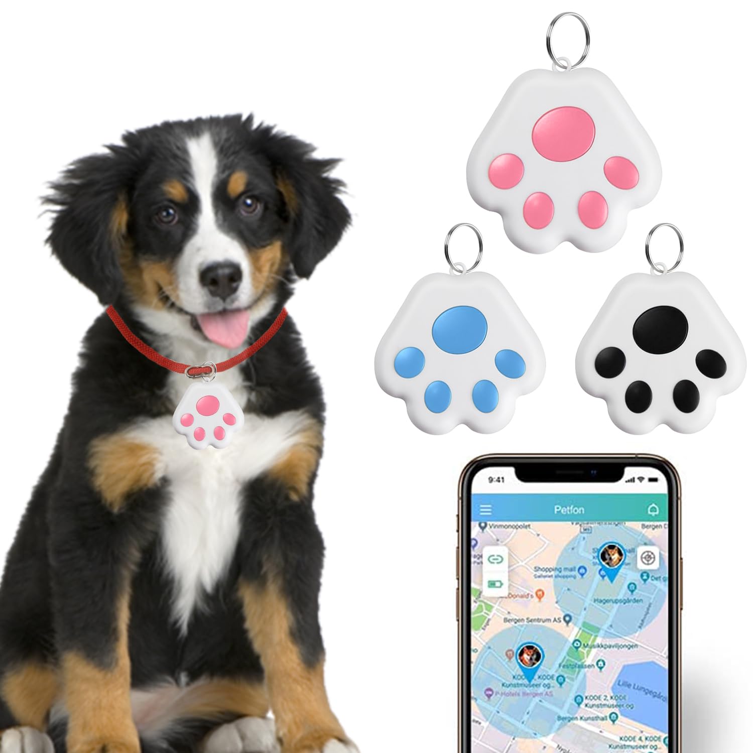 Mini Cat GPS Tracking Device, Portable Bluetooth Intelligent Anti-Lost Device for Luggages/Kid/Pet/Wallet and More, Keys Finder, App Locator (Pink)