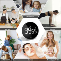 LFF Digital Kitchen Timers, Visual Timer with Large LCD Display, Magnetic Countdown Countup Clock for Classrooms, Cooking, Studying, Teaching, Volume Adjustable Timer for Kids, Black