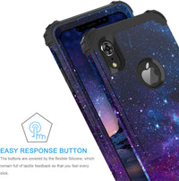 BENTOBEN iPhone XR Case, iPhone Xr Case Purple Space, 3 in 1 Heavy Duty Slim Nebula Galaxy Design Hybrid Hard PC Back Cover Soft Silicone Bumper Full Body Protective Phone Cases for iPhone XR, Space