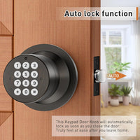 HIDALIFE Door Knob with Keypad, Keyless Entry Door Lock, Front Door Knob Child Proof, Auto Lock, Easy Installation for Home, Office, Apartment, Garage Security, Oil Rubbed Bronze