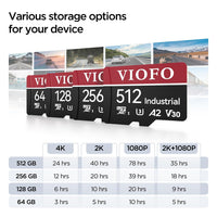 VIOFO 128GB Industrial Grade microSD Card, U3 A2 V30 High Speed Memory Card with Adapter, Support Ultra HD 4K Video Recording
