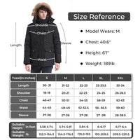 Yozai Mens Winter Military Warm Jacket Fleece Coat with Detachable Fur Hood Outwear Black Medium