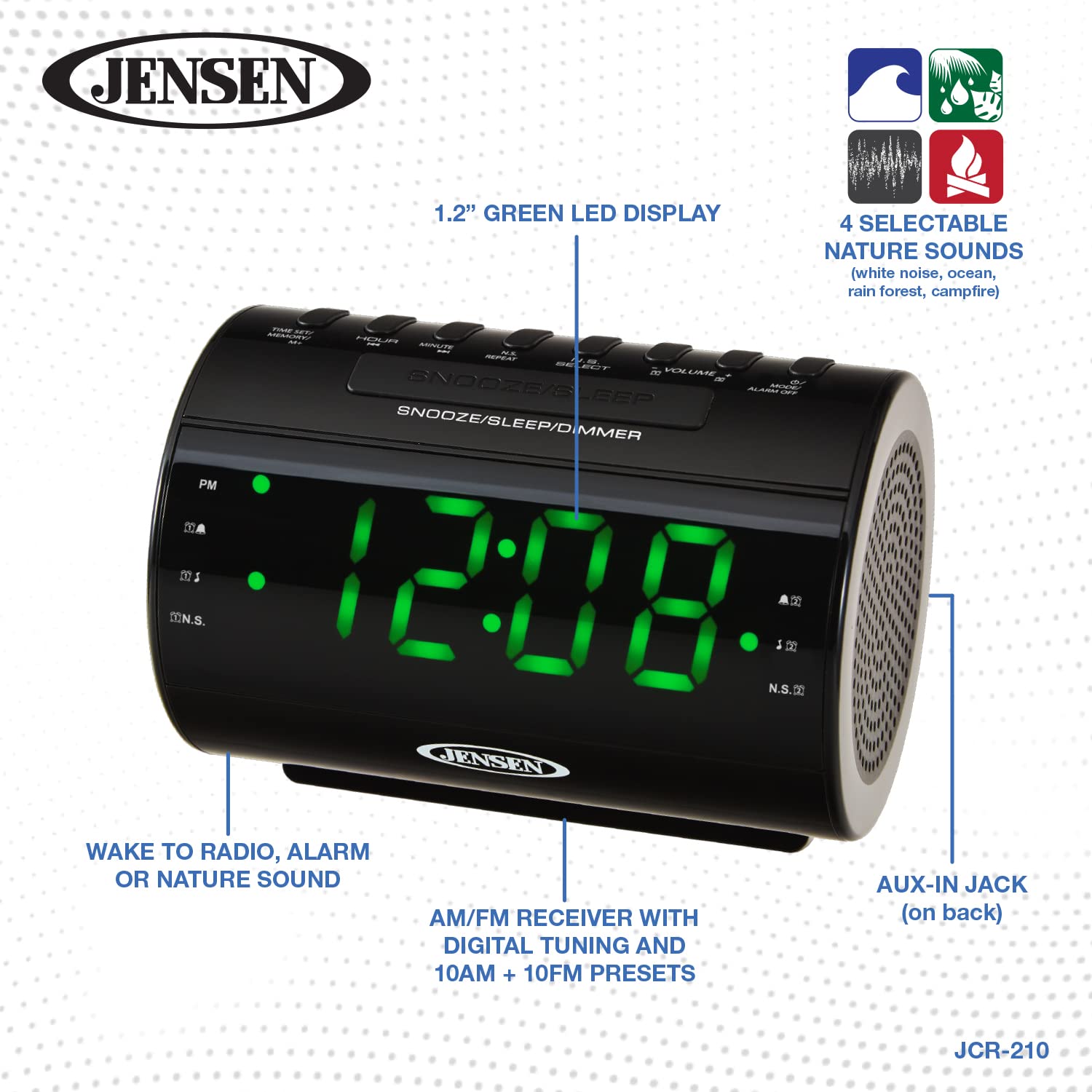Jensen AM/FM Dual-Alarm Clock Radio