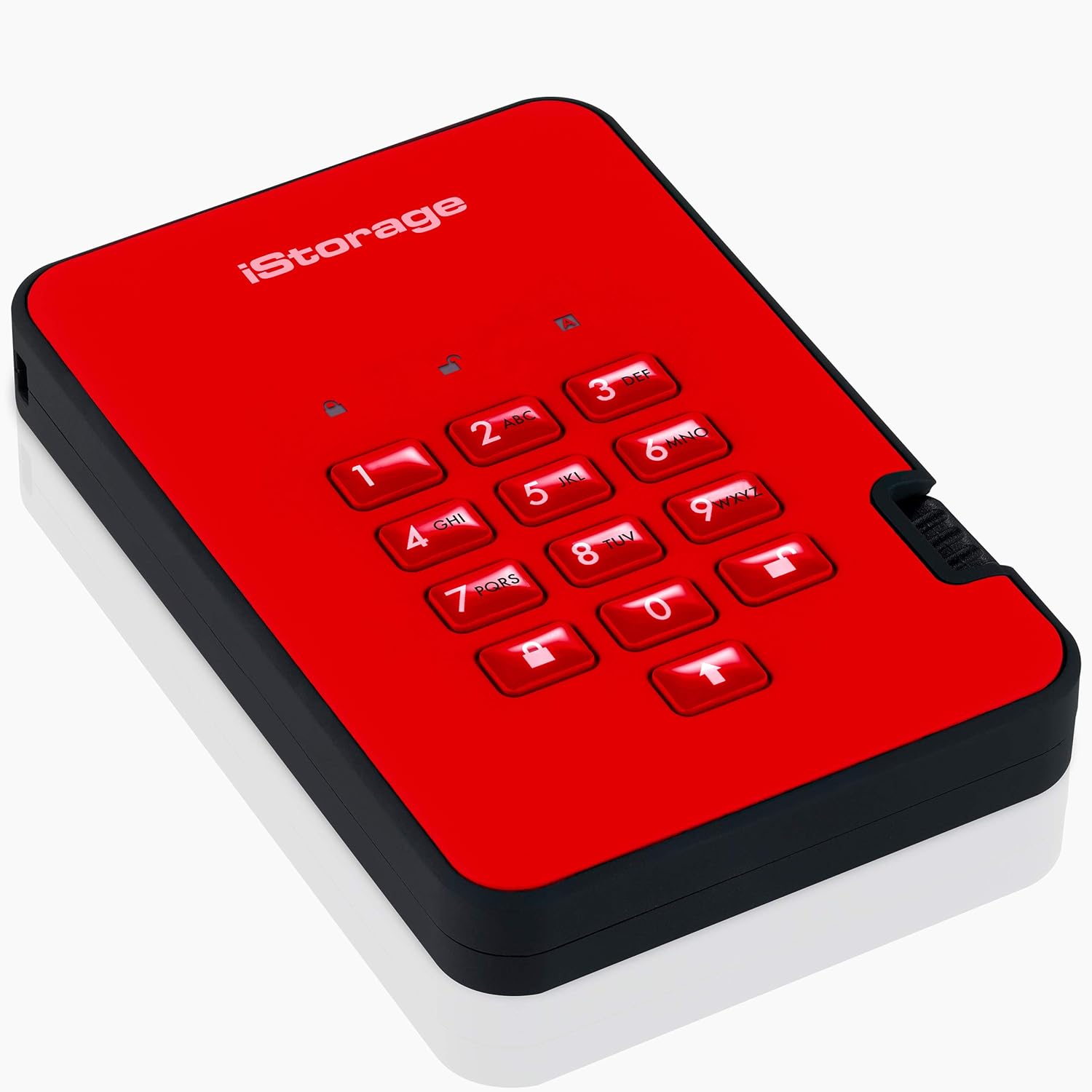 iStorage diskAshur2 HDD 2TB Red - Secure portable hard drive - Password protected, dust and water resistant, portable, military grade hardware encryption USB 3.1 IS-DA2-256-2000-R