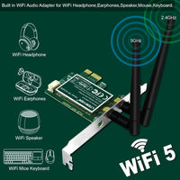 LTERIVER Wireless-AC Dual Band 1200Mbps PCIE Wi-Fi Adapter for Windows 7 (32/64bit) and Windows 8.x, 10, 11 64bit Desktop PCs, 2.4GHz 300Mbps and 5GHz 867Mbps PCIE Wi-Fi Card (WF-AC8260)