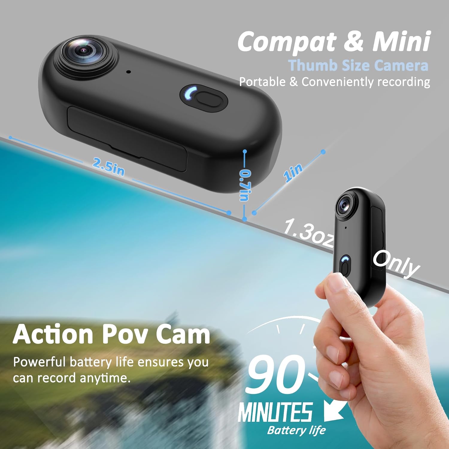 Body Camera: 4K Mini Waterproof Wearable Cam with Audio – Side View