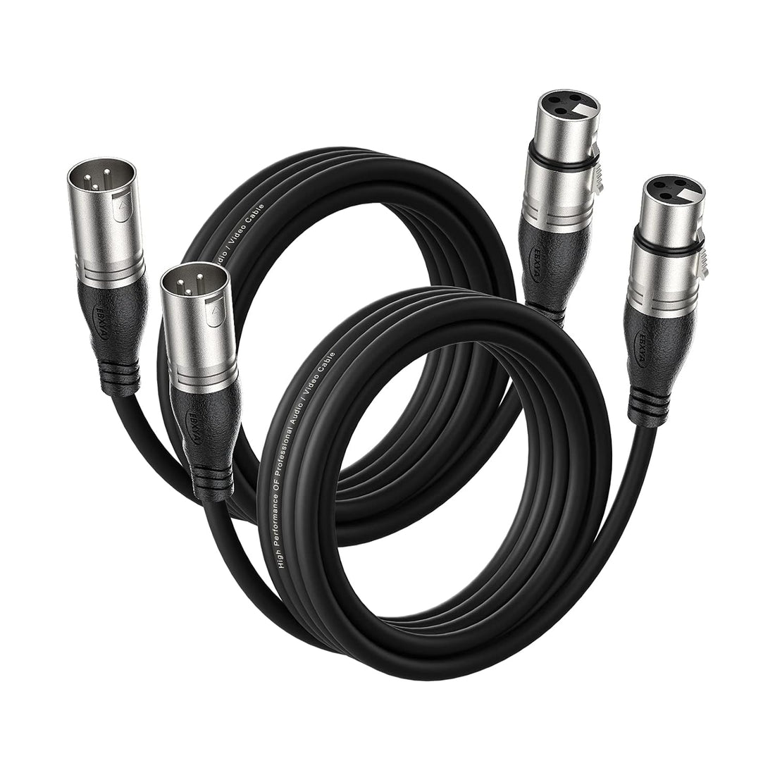 EBXYA XLR Microphone Cables 3ft 2 Packs- 3 Pins XLR Male to Female Mic Balanced Cable, Black