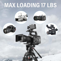 RAUBAY DV-2 Professional Fluid Head Video Tripod System, 69" Heavy Duty Camera Stands with Ground Spreader, Aluminium Twin Leg, QR Plate, Max Load 17lbs for DSLR, Digital Cine Style, Camcorder