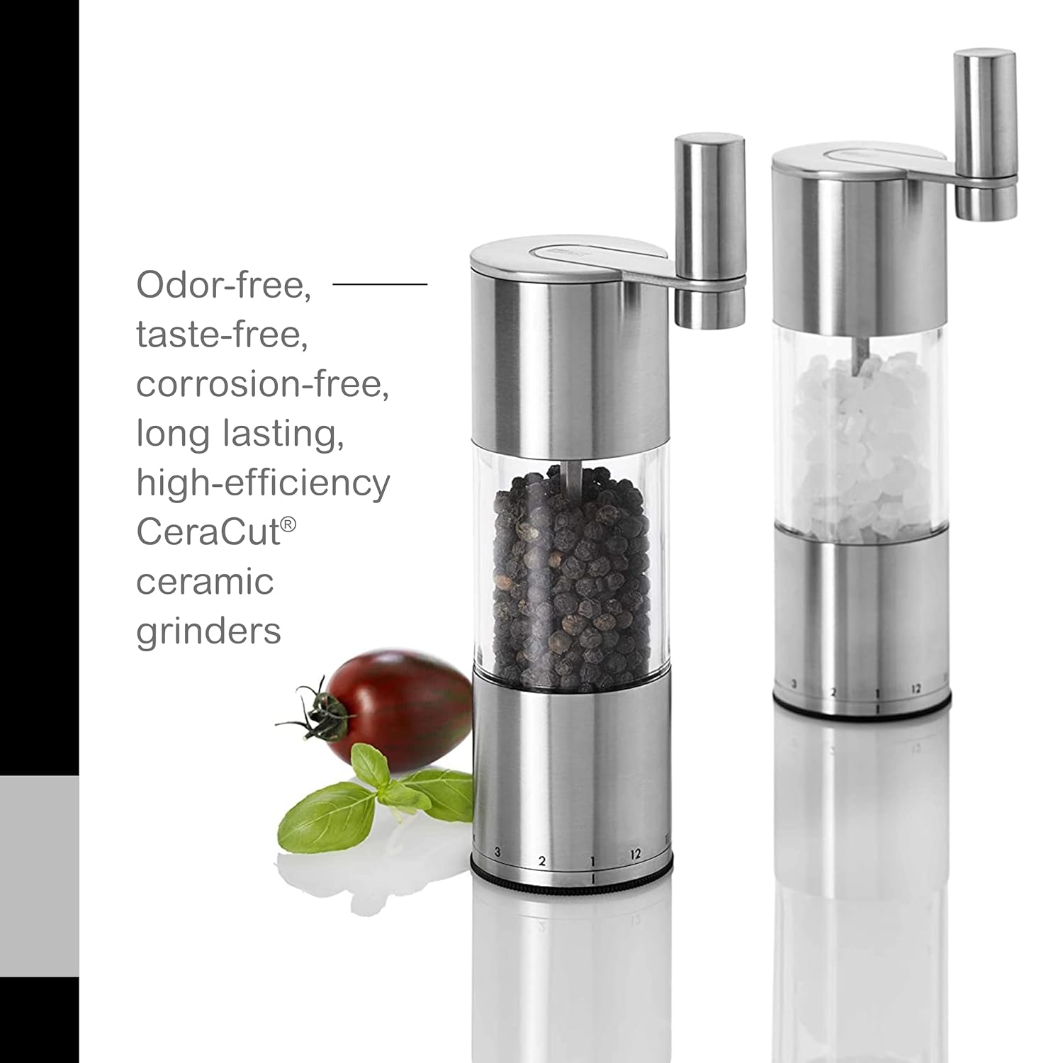 AdHoc MP57US Geared Salt & Pepper Mill, 7.5", Stainless Steel