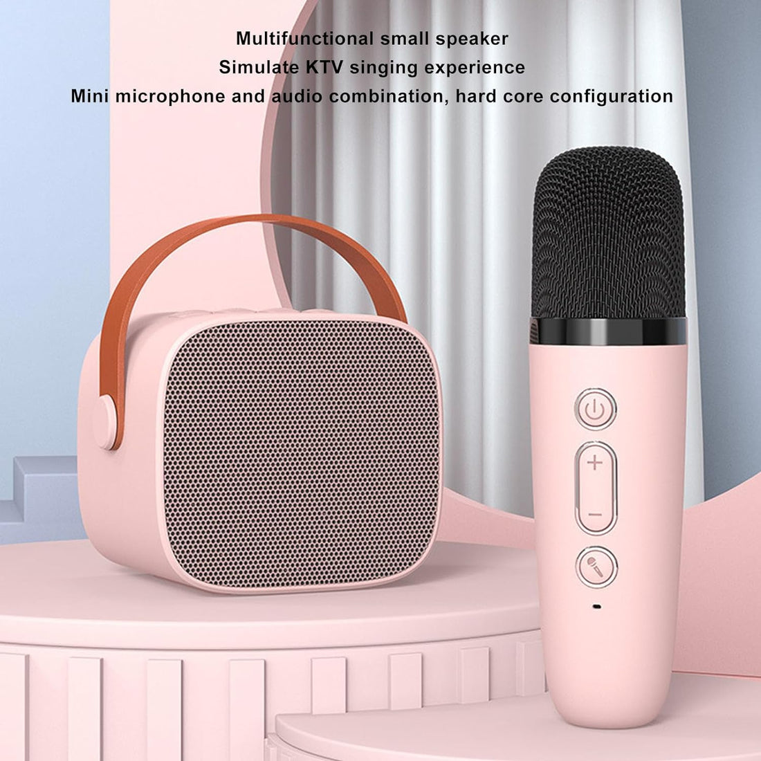 Mini Karaoke Machine, Portable Bluetooth Speaker, Karaoke Machine with 2 Wireless Microphones Karaoke Portable Stereo Sound for Parties, KTV at Home, Outdoor, Travel