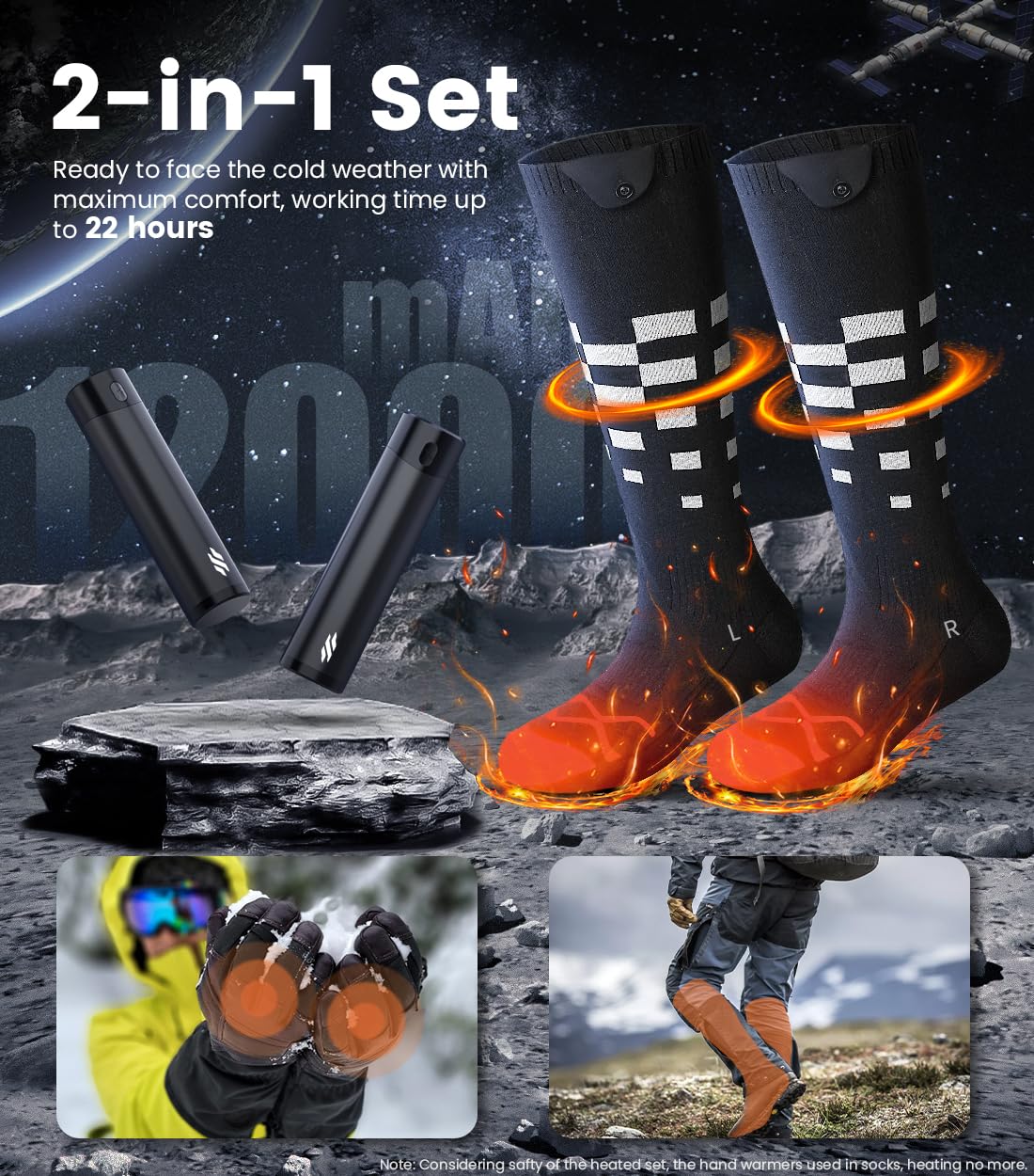 Upgraded Rechargeable Heated Socks and Hand Warmers Set for Men Women