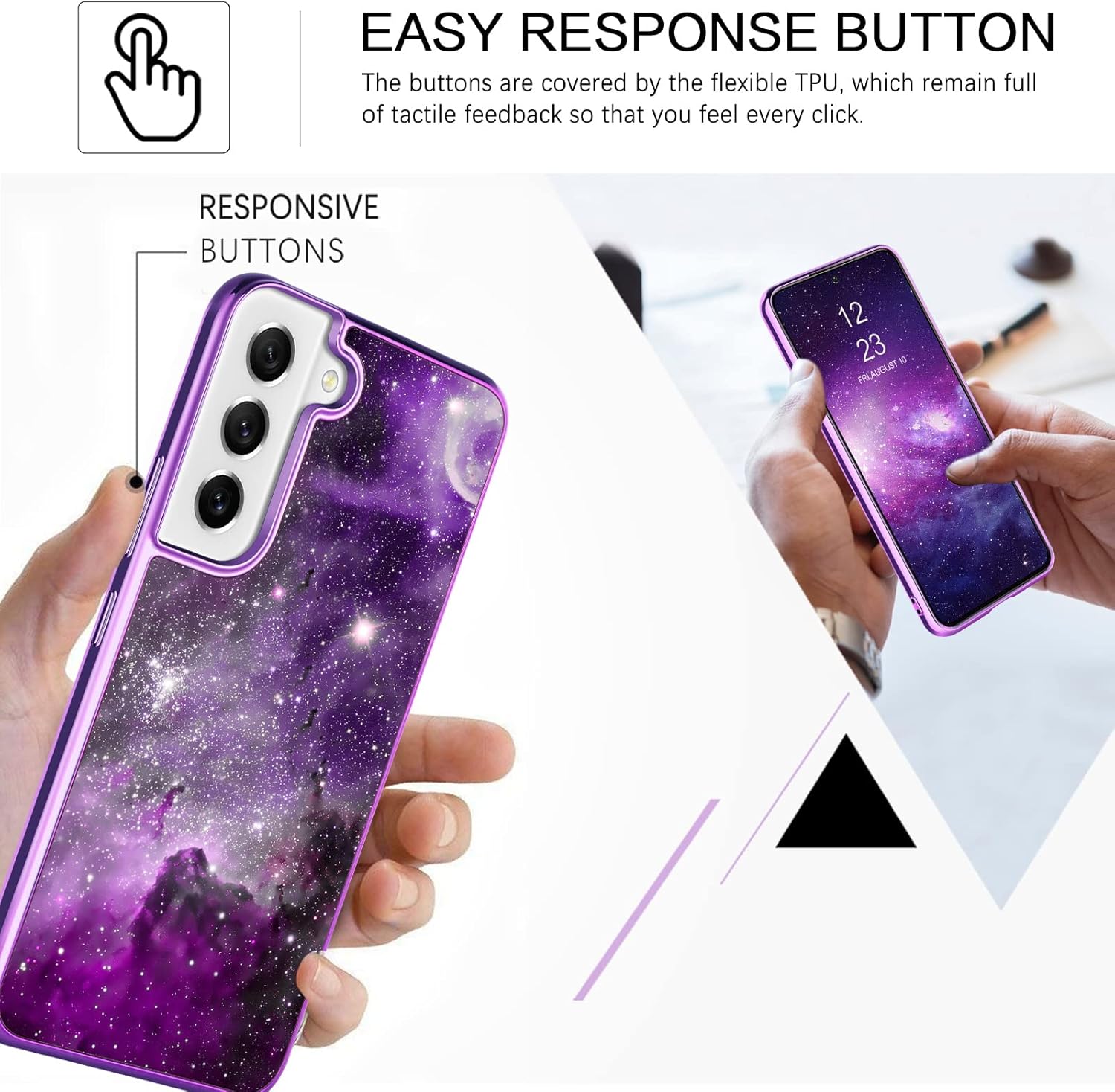 BENTOBEN Compatible with Samsung Galaxy S22 Plus Case, Slim Fit Glow in The Dark Soft Shockproof Flexible Bumper Anti Scratch Protective Case for Samsung Galaxy S22+ Plus 5G 6.6" (2022), Purple Nebula