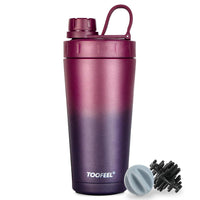 TOOFEEL Shaker Bottle Stainless Steel - 20 oz Double Walled Insulated Shaker Cups for Protein Shakes, Keeps Cold/Hot, Shaker Bottle for Protein Mixes, Gym Workout Protein Shaker Bottle