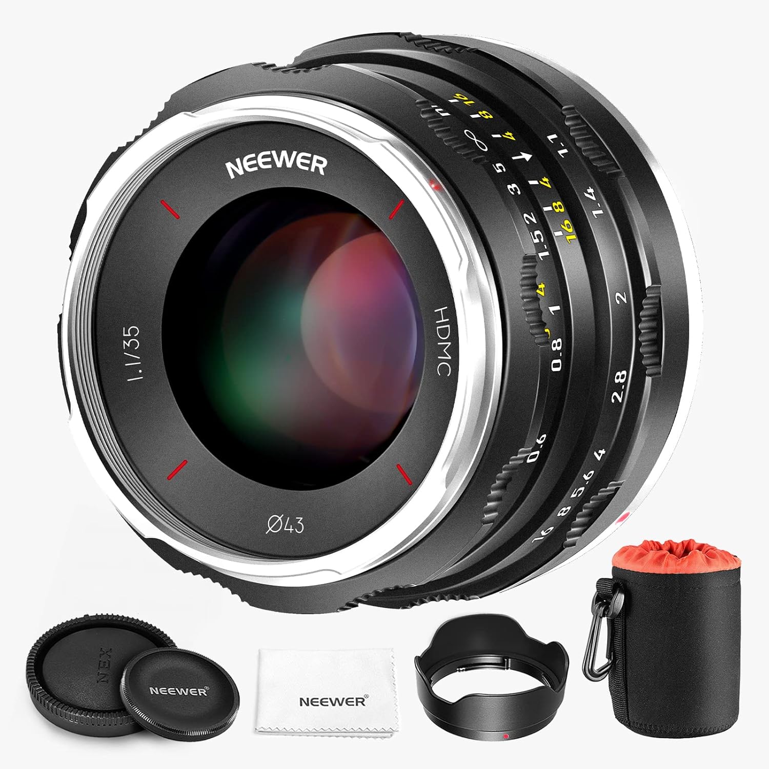 NEEWER 35mm f1.1 APS-C Large Aperture Manual Focus Prime Lens Compatible with Sony E Mount Cameras A7III A7 A7S A7R II A7S II A9 A7R IV A9 II A7S III A7C A7R V A1 FX30 ZV-E10 A6400 A6600