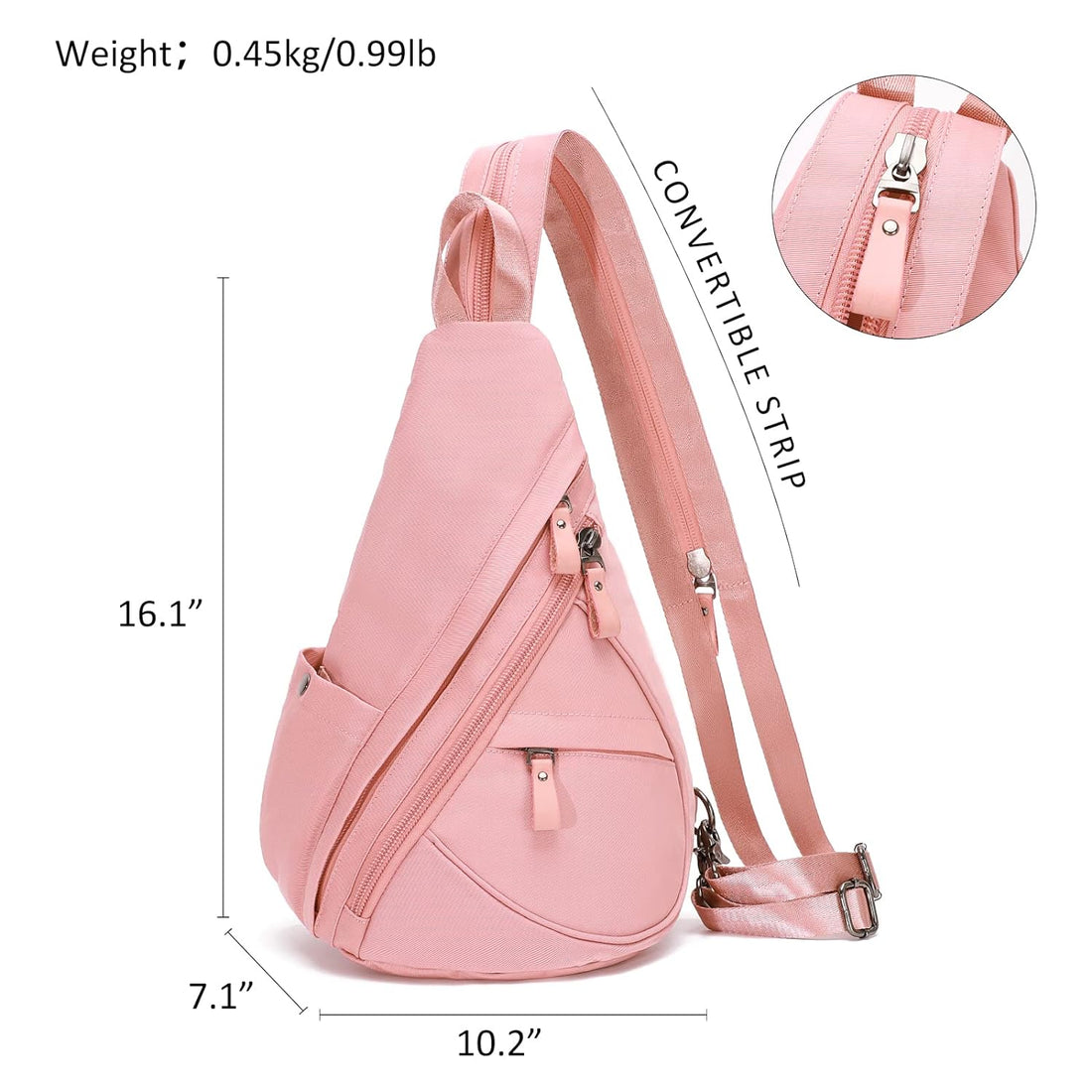 KL928 Canvas Sling Bag - Small Crossbody Backpack Shoulder Casual Daypack Rucksack for Men Women, Nylon-pink, One Size, Daypack Backpacks