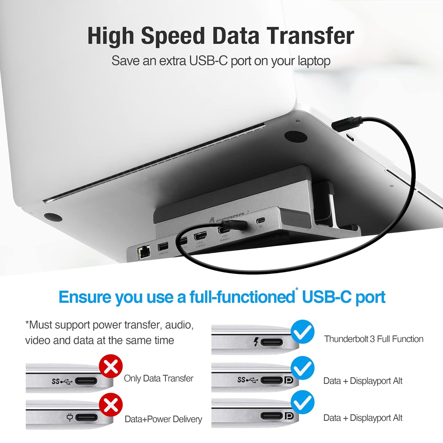 6 in 1 USB C Docking Laptop Stand