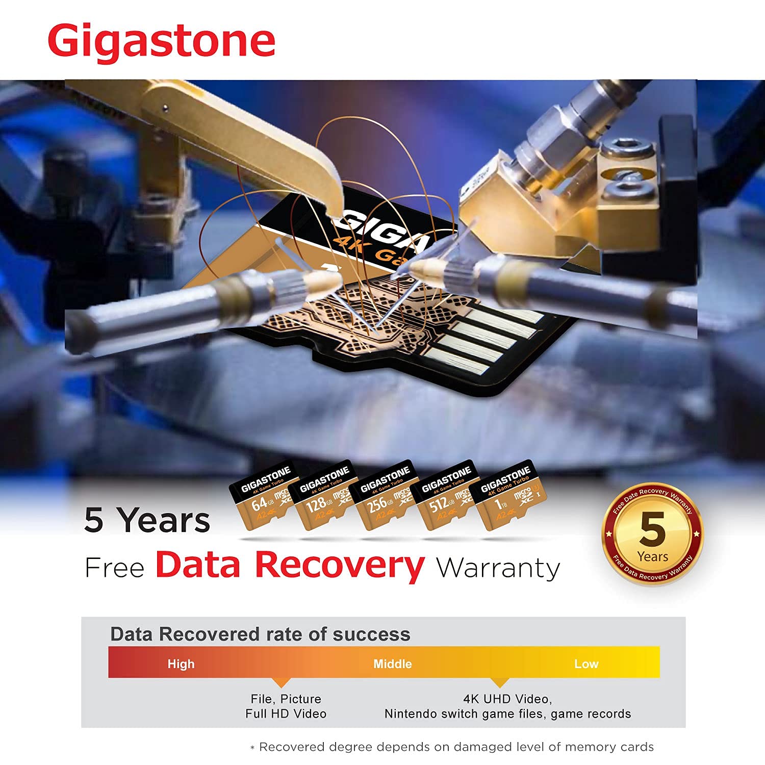 Gigastone 256GB Game Turbo Micro SD Card, UHS-I U3 C10 Class 10 Nintendo Switch Compatible, 4K UHD Video 100MB/s, with [5-yrs Free Data Recovery]