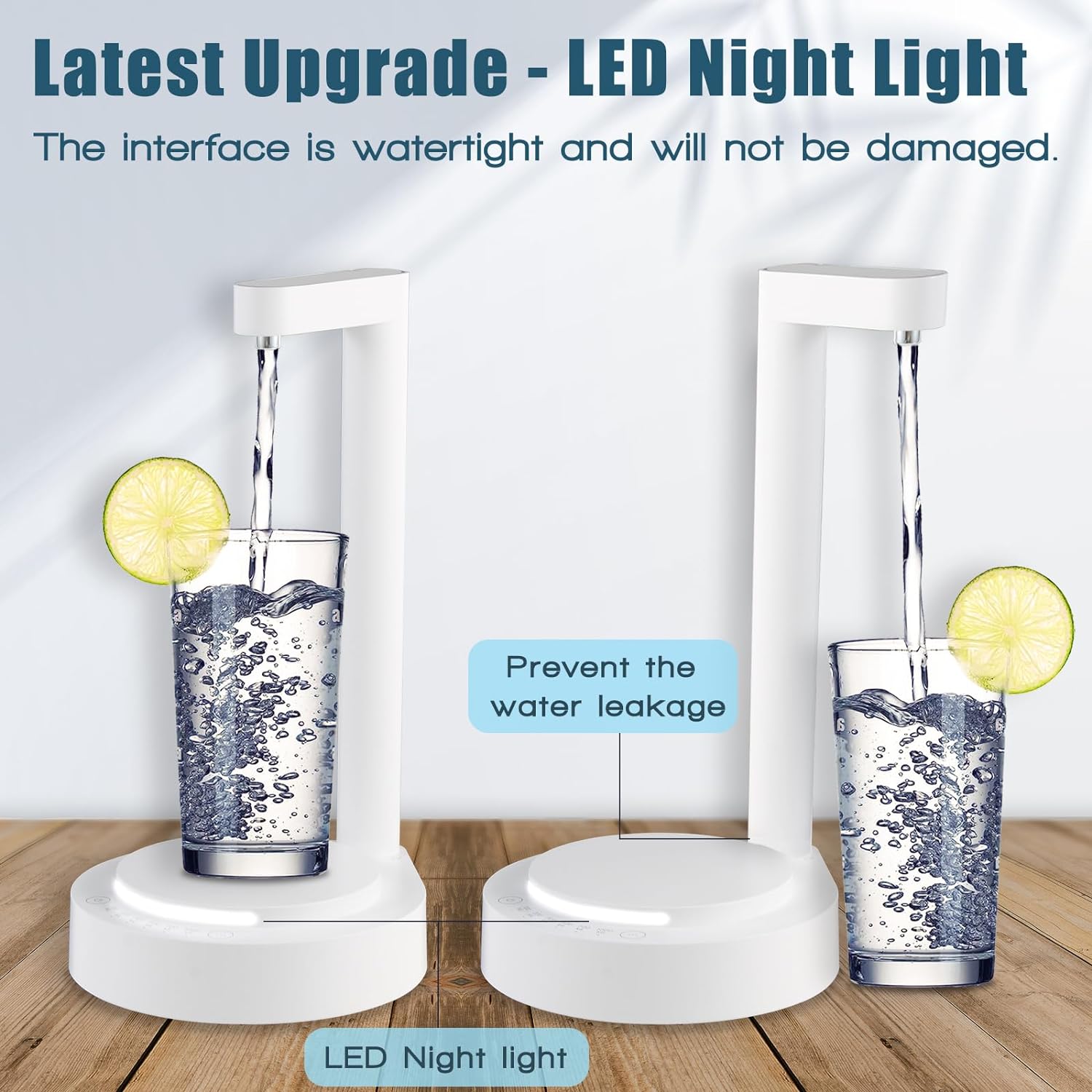 LED Bedside Water Dispenser,Desktop Water Bottle Dispenser,New Upgrade LED Light and Touch Buttons, Portable 5 Gallon Water Dispenser,with 7 Levels Pumping and Light,Suitable for Home, Office