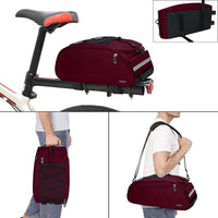 MOSISO Bike Rack Bag, Waterproof Bicycle Trunk Pannier Rear Seat Bag Cycling Bike Carrier Backseat Storage Luggage Saddle Shoulder Bag, Wine Red
