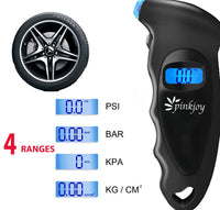PINKJOY Digital Tire Pressure Gauge 150 PSI, 4 Settings, Tire Gauge for Car, Truck, Motorcycle, Bicycle with Backlit LCD and Non-Slip Grip (Black)