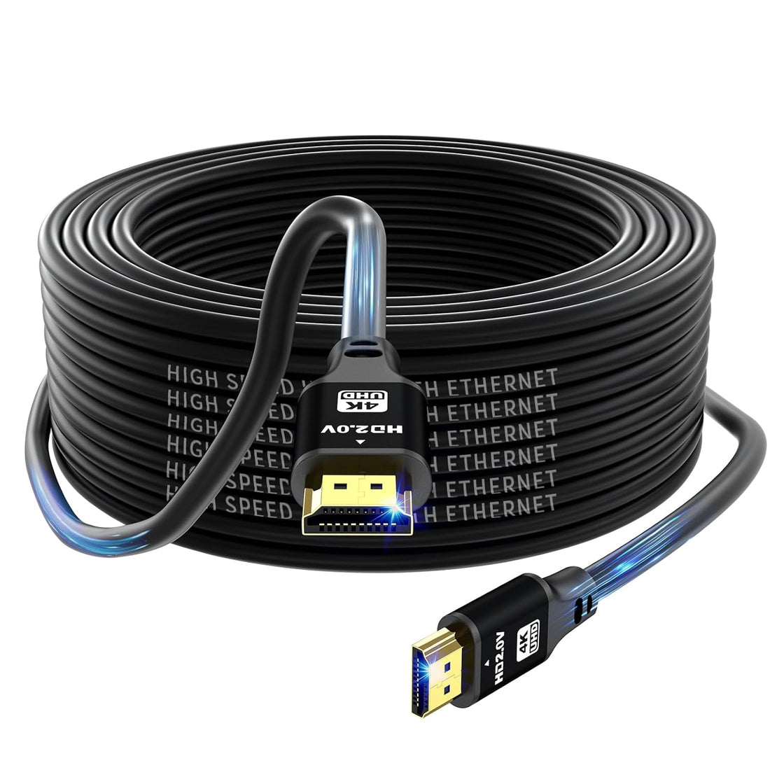 jojobnj HDMI Cable 25ft, 48Gbps 8K@60Hz 4K@120Hz, HDCP 2.2 & 2.3, DTS:X, HDR 10 Compatible with Roku TV/eARC/3D/PS5/HDTV/Laptop/Blu-ray High Speed HDMI Cable(Black)