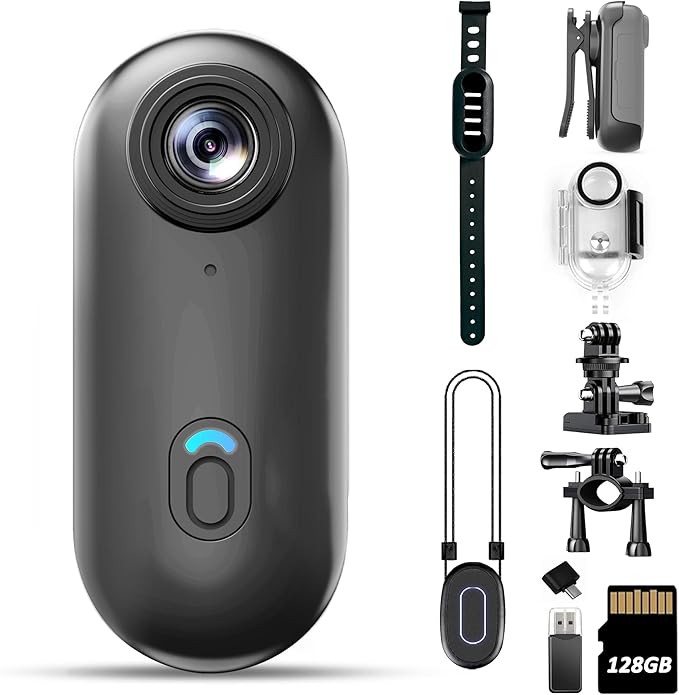 Body Camera: 4K Mini Waterproof Wearable Cam with Audio – Front View