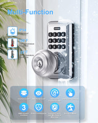 Keyless Entry Door Lock with Handle Knob - Digital Code Door Knob Handle Lock with Keypad - Smart Door Knob with Lock - Anti-peeping Password - Auto Lock - Easy Installation - Satin Nickel -ApeStellar