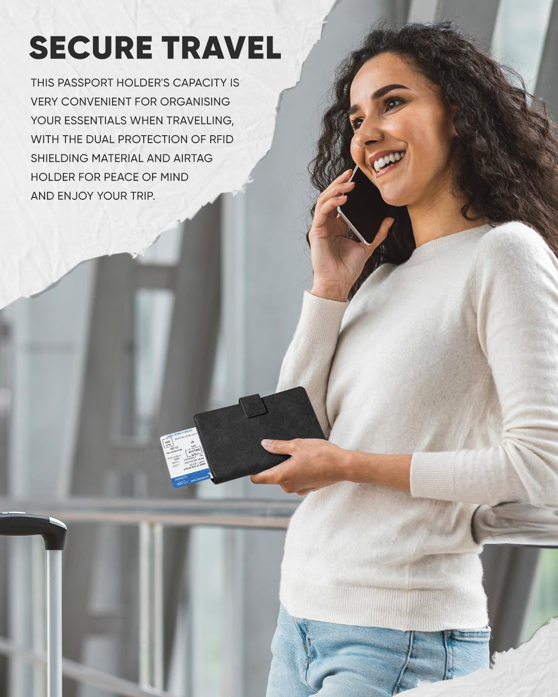 VULKIT Passport Wallet Compatible with Airtag Holder Bifold Travel Card Holder, Black