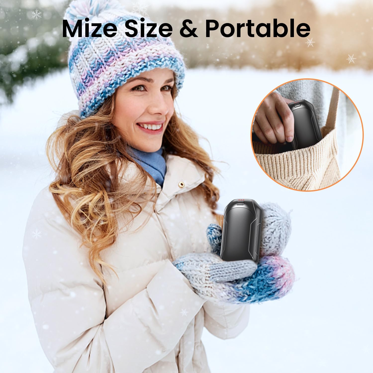 Hand Warmers Rechargeable, 2 in 1 Electric Handwarmers 5200mAh Electric Portable Pocket Heater, Heat Therapy Great for Hunting, Camping, Outdoors