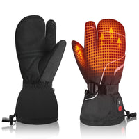 Heated Gloves, Winter Heating Gloves for Men Women,3-Finger Electric Rechargeable Battery Powered Touchscreen 3 Heating Levels Heated Gloves for Snowboarding Motorcycle Fishing Hiking Climbing