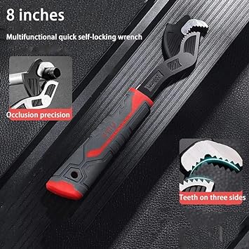 ROWPOZ Industrial Grade Multifunctional Self-locking Pipe Wrench Tool, Heavy Duty Pipe Wrench Adjustable 6" 8" 10" 12" Soft Grip Plumbing Wrench Universal Adjustable Pipe Wrench Plumbing Tools
