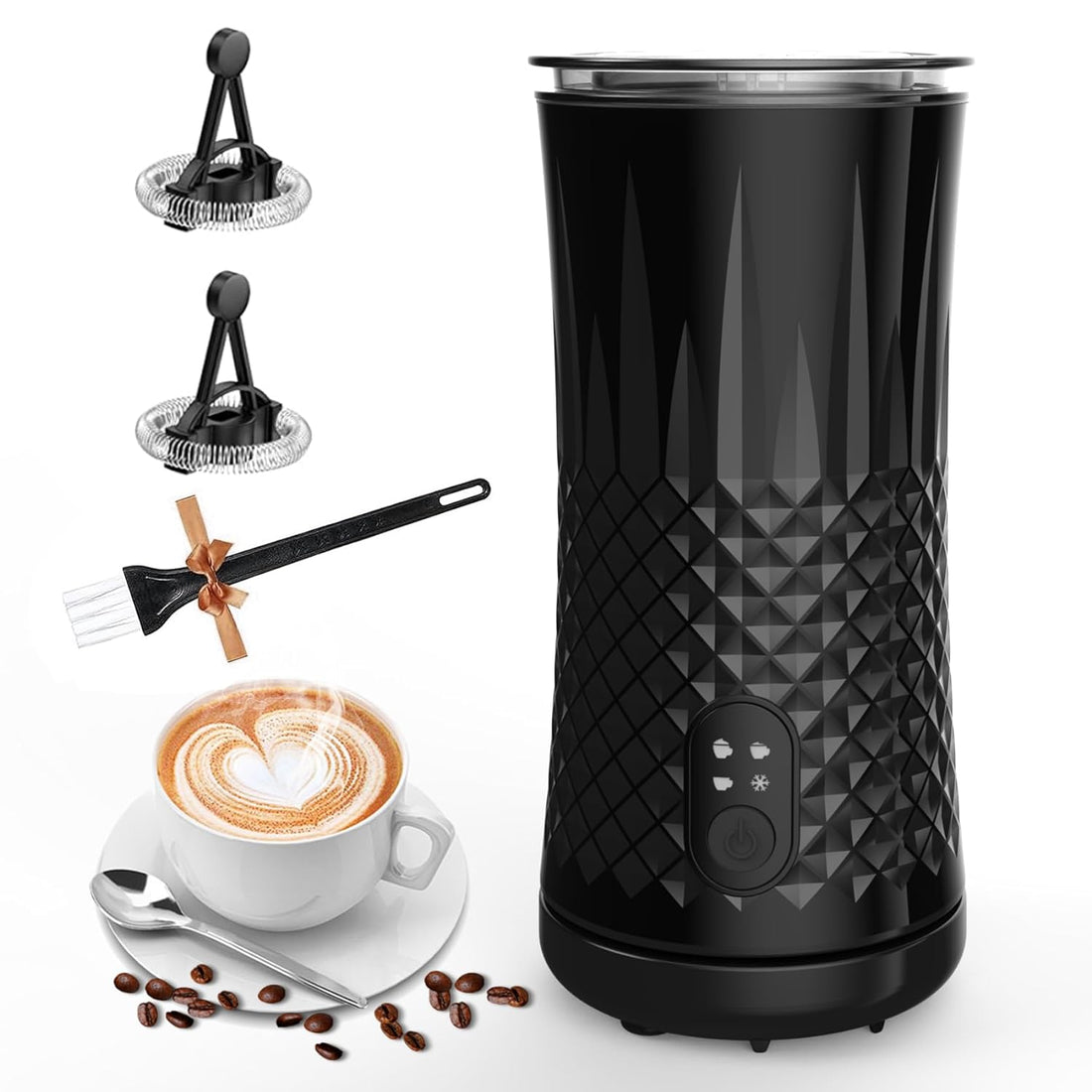 Milk Frother, Ausyle 4-in-1 Electric Milk Frother and Steamer, Non-Slip Stylish Design, Hot & Cold Milk Steamer with Temperature Control, Auto Shut-Off Frother for Coffee, Latte, Cappuccino, Macchiato