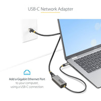 StarTech.com USB-C to Ethernet Adapter, 10/100/1000 Mbps, Gigabit Network Adapter w/ ASIX AX88179A Chip, 11.8in / 30cm Cable, USB Type C to RJ45 Ethernet Dongle/NIC, Windows/macOS/Linux (US1GC30B2)