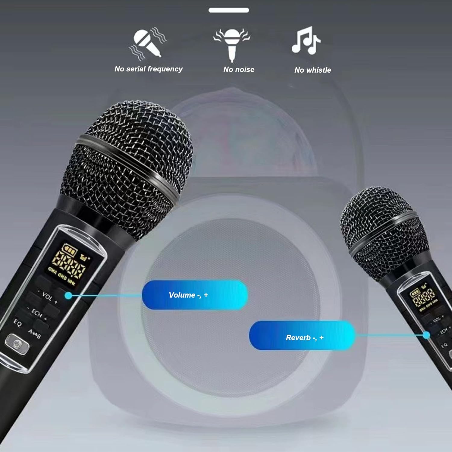 Sanpyl Bluetooth Karaoke Machine with 2 UHF Microphones, Portable Wireless Bluetooth Speaker Microphone Set with LED Light, Compatible with USB, Memory Card, AUX Input