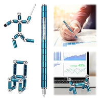 VYWmna Fidget Pen for Adults Kids,Toy Pen Decompression Magnetic Metal Pen, Desk Toys Multifunctional Deformable Magnet Writing Pen(Blue)