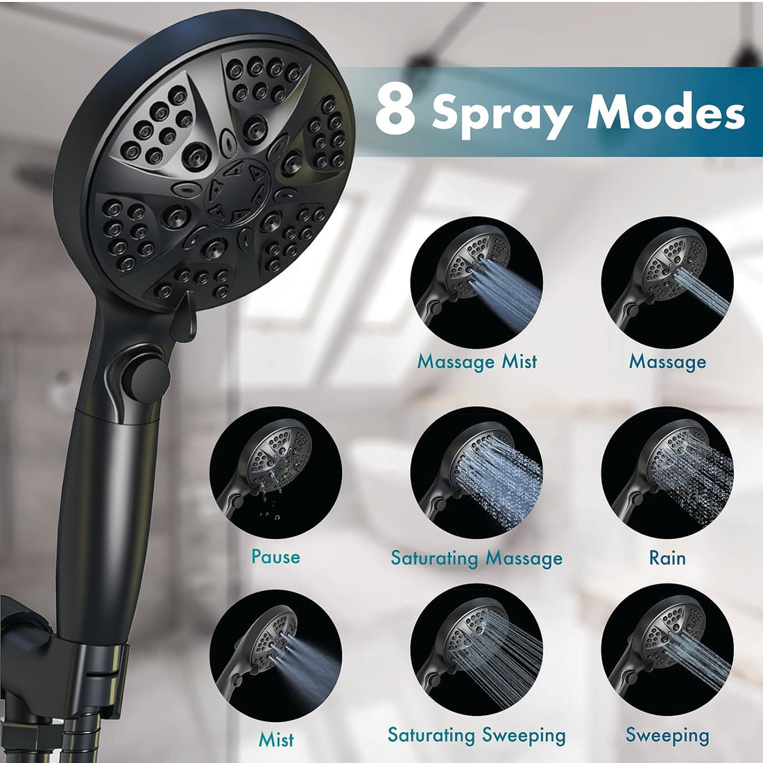 Filtered Shower Head with Handheld，Twinkle Star High Pressure 10 Mode Detachable Showerhead Built-in Power Wash with ON/OFF Pause Switch, 15 Stage Water Softener Filters for Hard Water Remove Chlorine