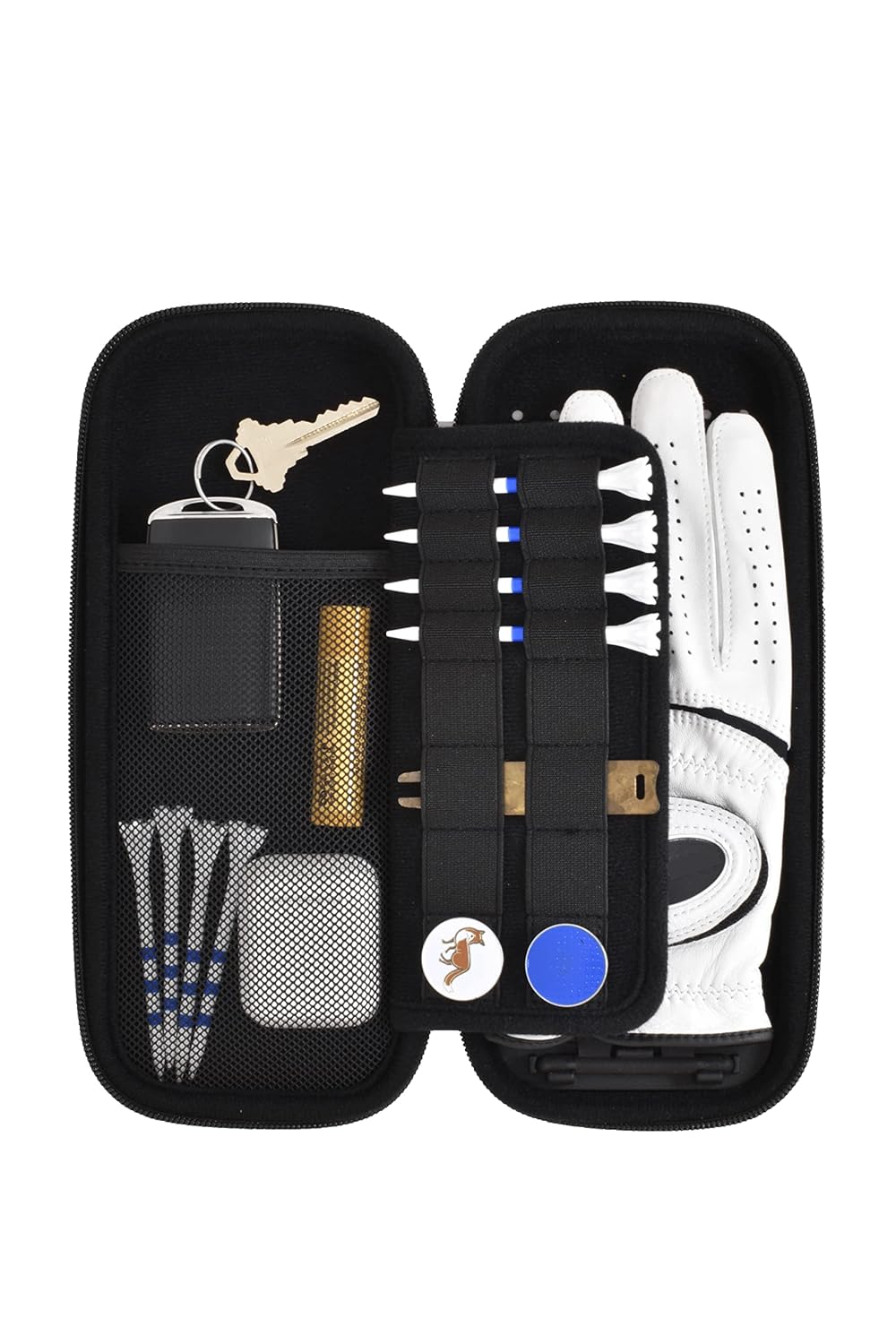 Platypus Golf Co. Caddie Case - Golf Glove Holder with Hinging Stiff Shaper - Golf Accessories for Men & Women - Hard Case Organizer with Storage Slots for Phone, Tees, Divot Tools & Ball Markers