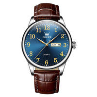 QBAIZI Men's Casual Watches Brown Black Leather Strap Fashion Business Easy to Read Dress Watch for Men Waterproof Luminous Day Date Analog Quartz Wrist Watches