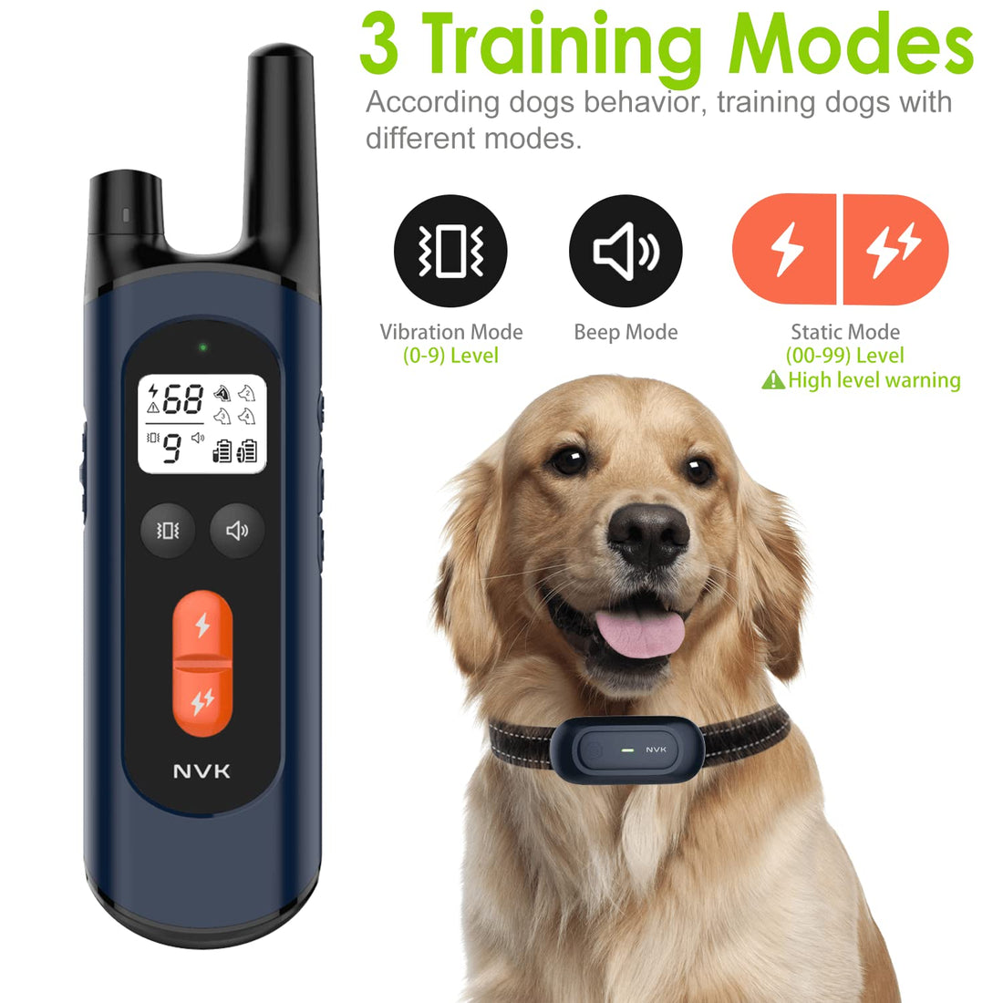 NVK Dog Training Remote, Single Multifunction Remote Without Collar for Small Medium Large Dogs