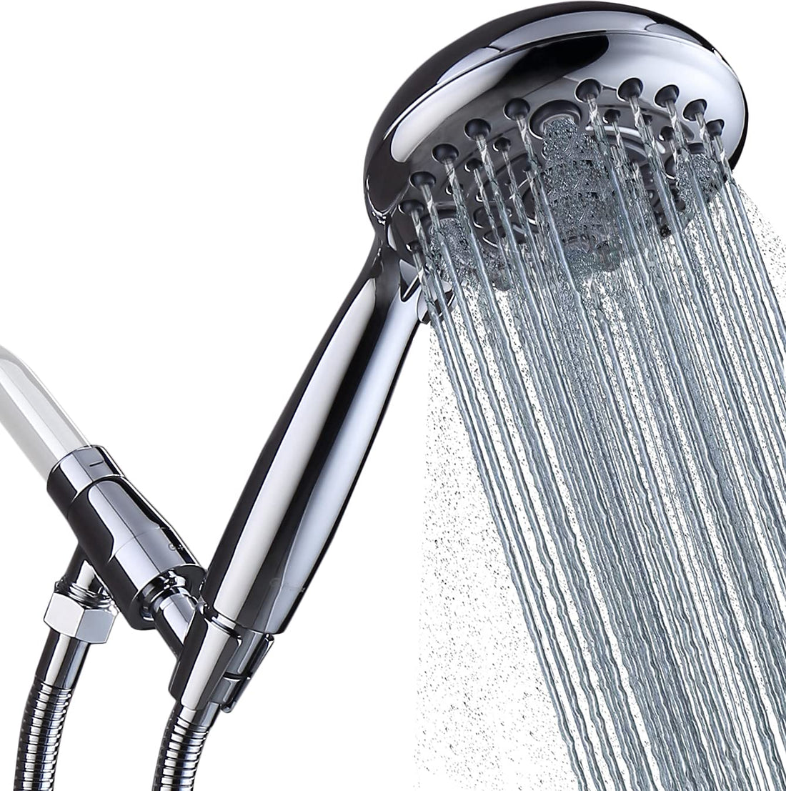 Handheld Shower Head High Pressure 6 Spray Settings, Detachable Hand Held Showerhead 4.9" Face with 70ââ‚¬Ëœââ‚¬â„¢ Extra Long Stainless-steel Flexible Hose and Metal Adjustable Bracket (Chrome)