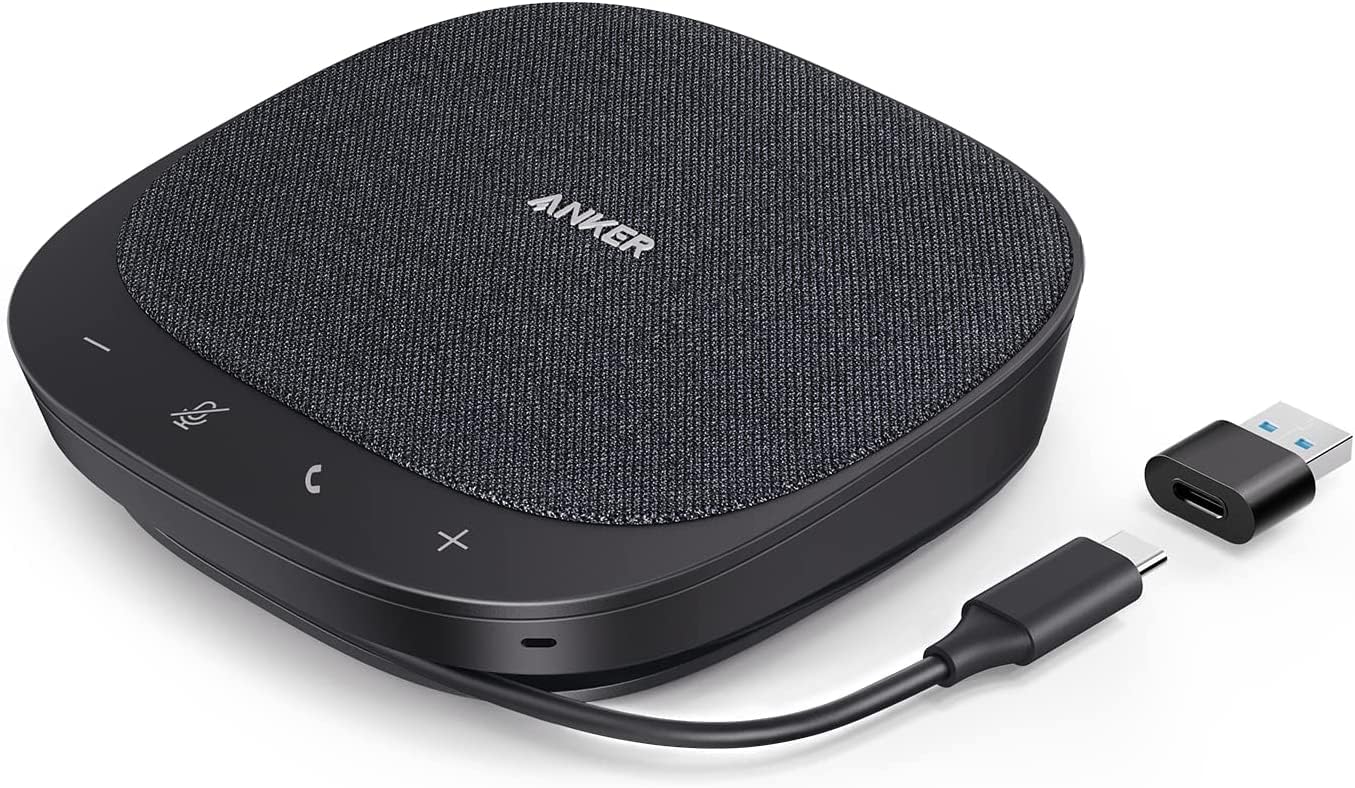 Anker PowerConf S330 USB Speakerphone, Conference Microphone for Home Office, Smart Voice Enhancement, Plug and Play, 360Ã‚° Voice Coverage via 4 Microphones, and Powerful Sound