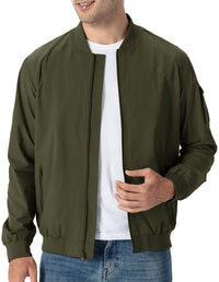 TBMPOY Men's Windproof Bomber Jackets Lightweight Running Windbreaker Outdoor Golf Fashion Coat, 7-dark Army Green, Large