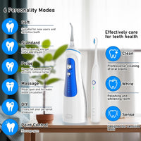 Rechargable Cordless Oral Irrigator with 6 Flossing Modes & 5 Jet Tips, Water Dental Flosser with 3 Brushing Modes Electric Toothbrush