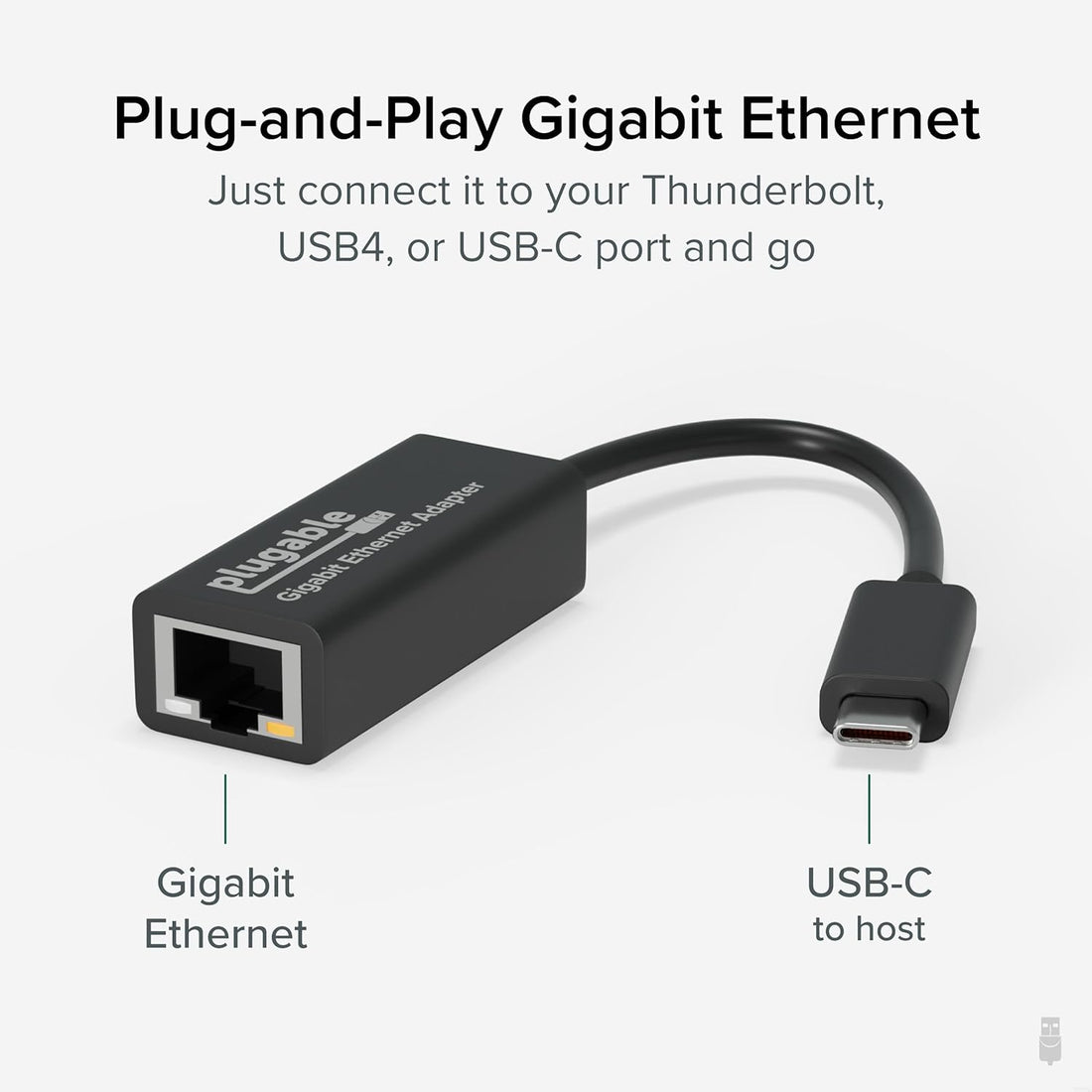 Plugable USB-C to 10/100/1000 Gigabit Ethernet LAN Network Adapter (Compatible with Windows, Mac OS, Linux, Chrome OS)
